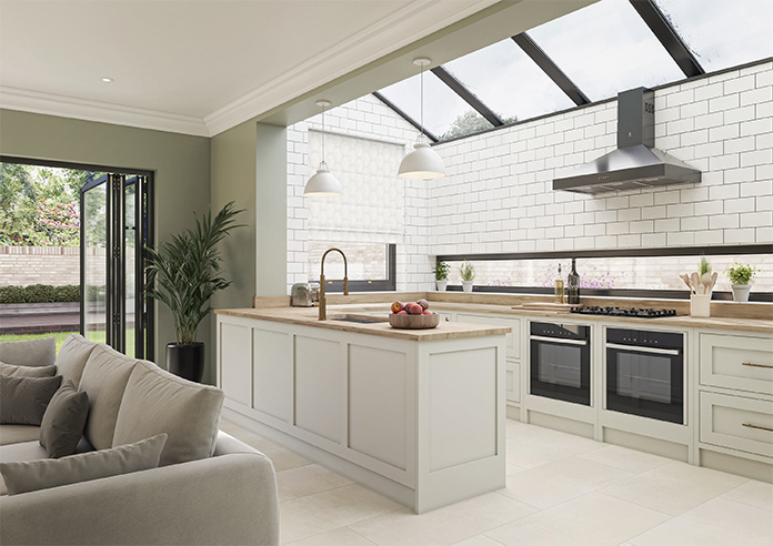 Gentle Palm, Warm Grey - Motorised Roman Blind - Image 6